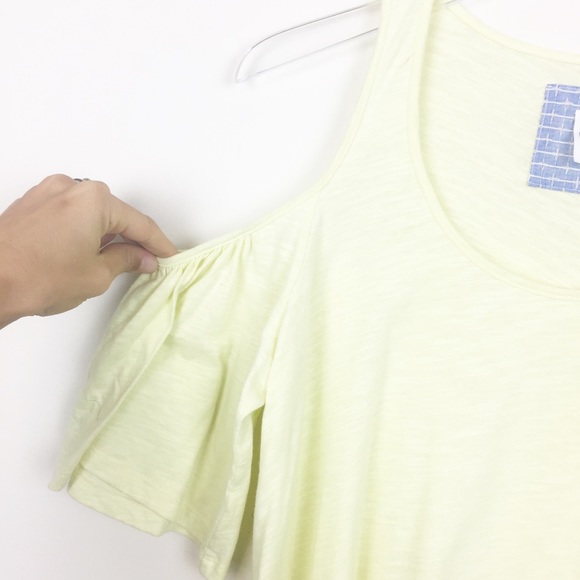 Akemi + Kin | Anthro Promonade Yellow Cold Shoulder Tee Top - Picture 3 of 6